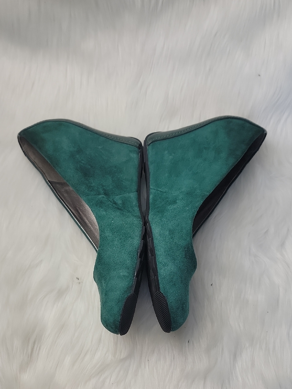 KENNETH COLE REACTION Green Suede Leather Rounded Toe Office Party Wedge Heel 10 - Picture 6 of 12